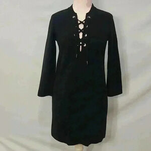 Theory Wool Blend Lace Up Sweater Dress